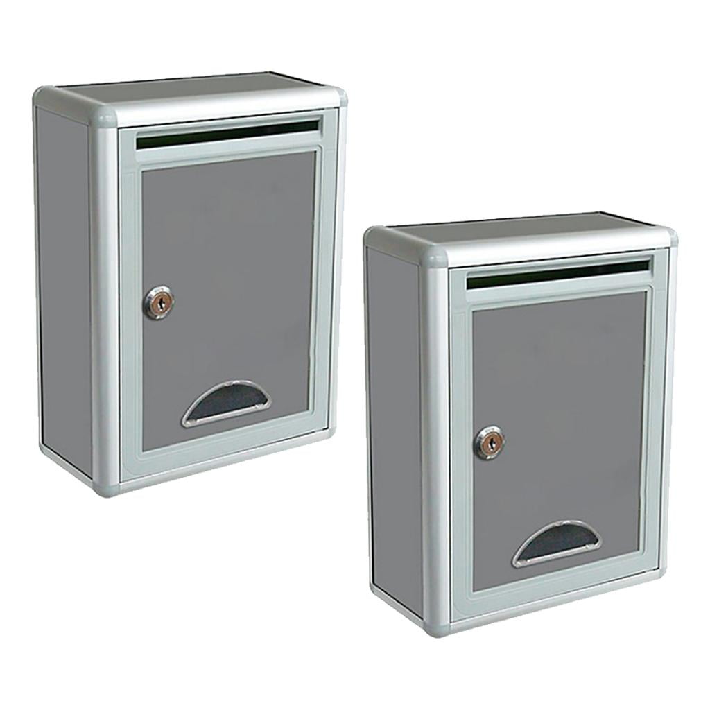 2Pcs High Security Locking Wall Mounted Mailbox Office Drop Box