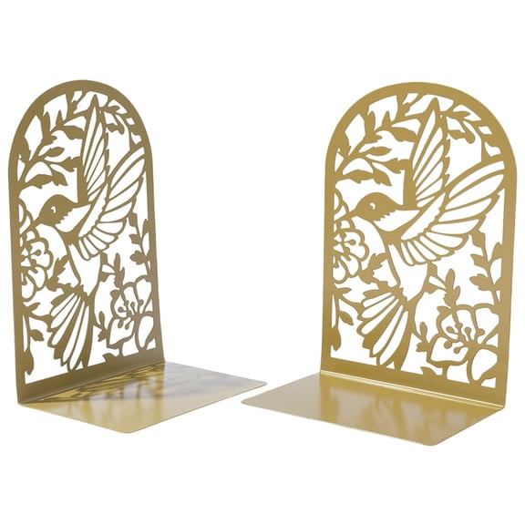 2Pcs Hollow Book Ends for Shelves Heavy Duty Metal Bookends Hollowed Bird Flower Bookends Desk Book Ends Book Stopper