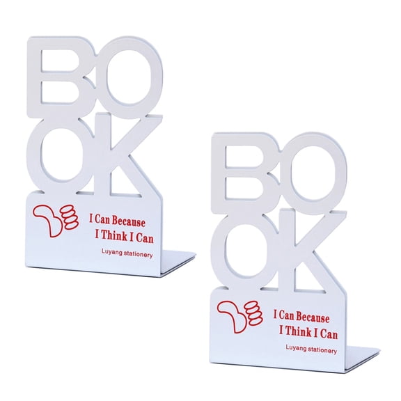 2Pcs Hollow Book Ends for Shelves Heavy Duty Metal Bookends Hollowed Letter Bookends Desk Book Ends Book Stopper