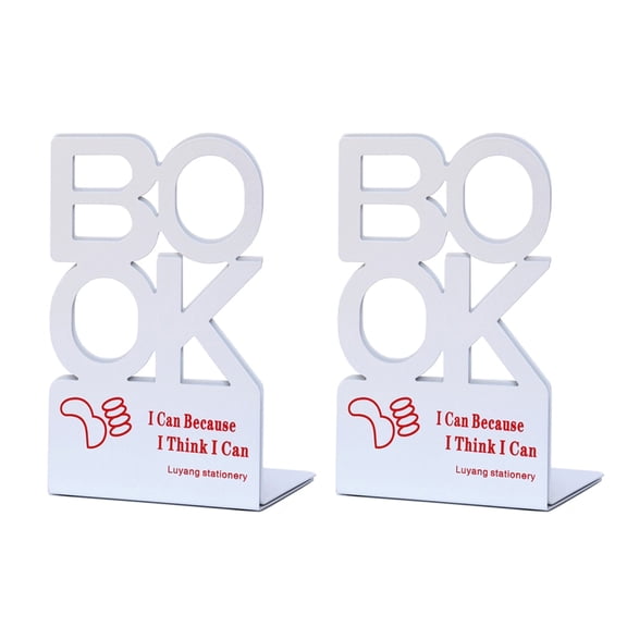 2Pcs Hollow Book Ends for Shelves Heavy Duty Metal Bookends Hollowed Letter Bookends Desk Book Ends Book Stopper