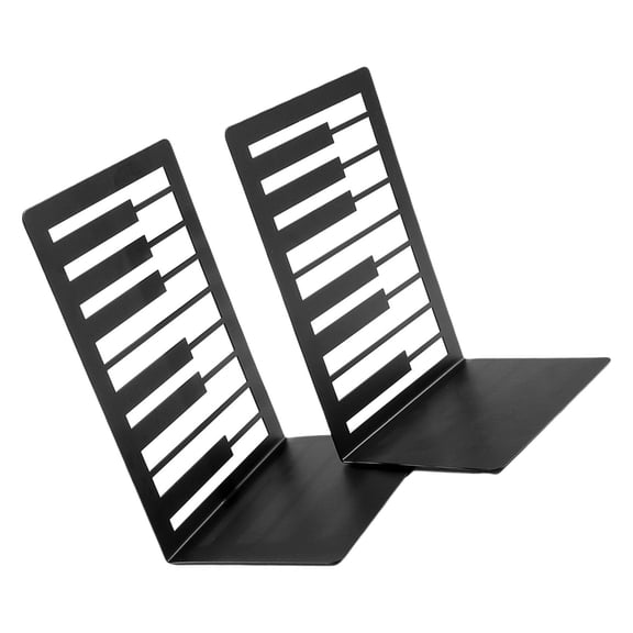 2Pcs Hollow Book Ends for Shelves Heavy Duty Metal Bookends Musical Note Bookends Desk Book Ends Decorative Book Stopper