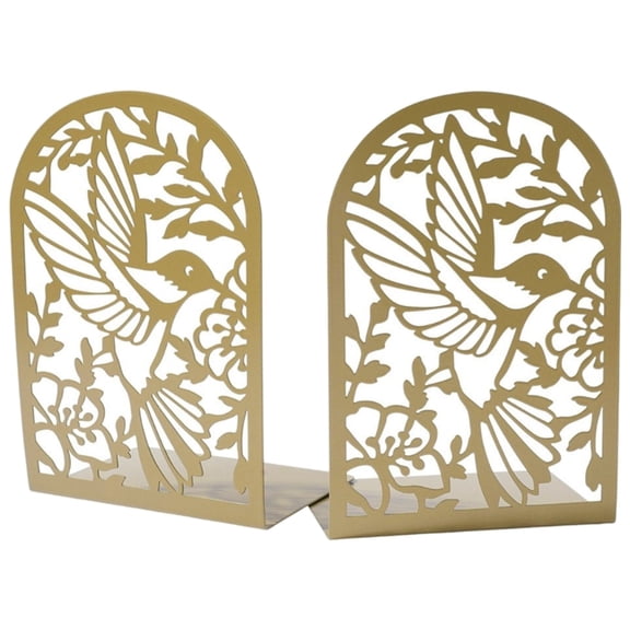 2Pcs Hollowed Bird Floral Book End For Shelves Heavy Duty Metal Book End Decorative Bookend Book Stopper For Desk