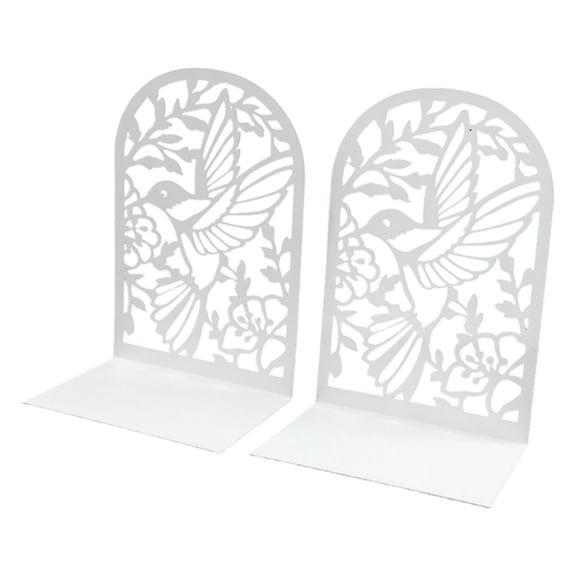 2Pcs Hollowed Bird Floral Book End For Shelves Heavy Duty Metal Book End Decorative Bookend Book Stopper For Desk
