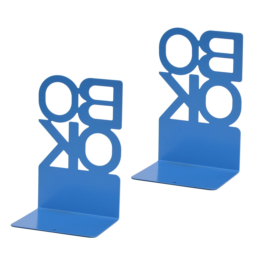 2Pcs Hollowed Letter Bookends Metal Book Stopper for Home Library ...