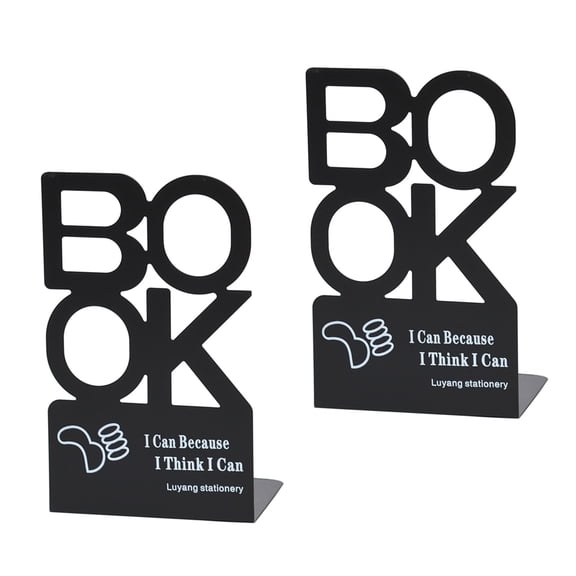 2Pcs Hollowed Letter Metal Bookends for Shelves Hollow Metal Book Ends Decorative Book Support for Library School