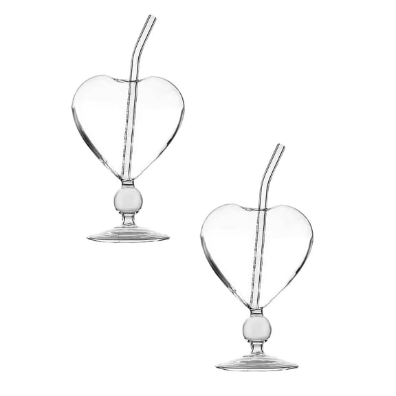 2Pcs Home Decor Heart Shaped Glasses Unique Design for Bars & Home Use Clear Glass Glass&Bottle Practical 6.1" X 4.3" Happy 2026!