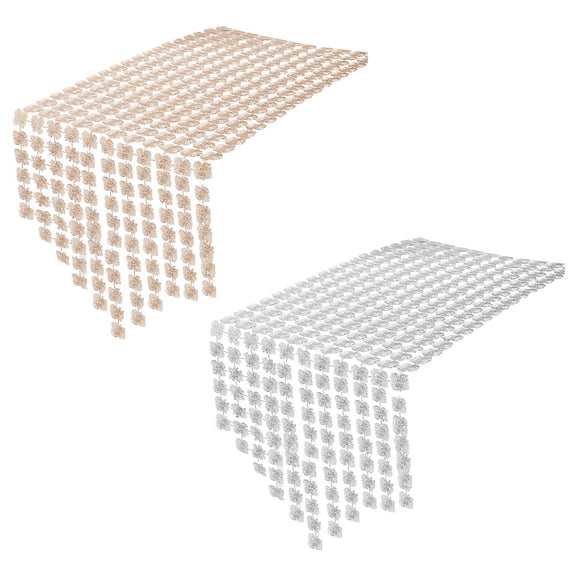 2Pcs Home Table Runners 72x13 Inches Glitter Gold Clover Table Runner Table Decoration Mat for Bridal Shower Decorations (Light Gold Light Grey)