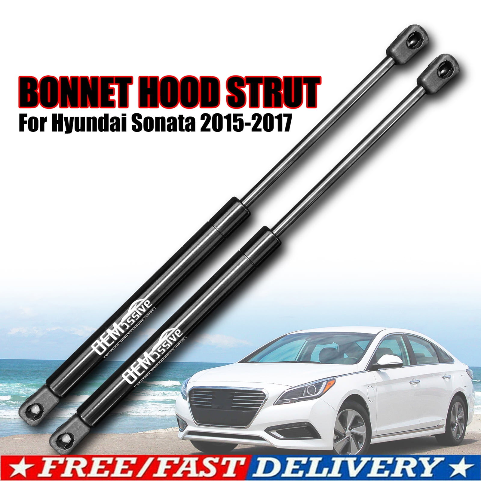 2Pcs Hood Struts For Hyundai Sonata 2015-2017 Sedan Shock Gas Lift ...