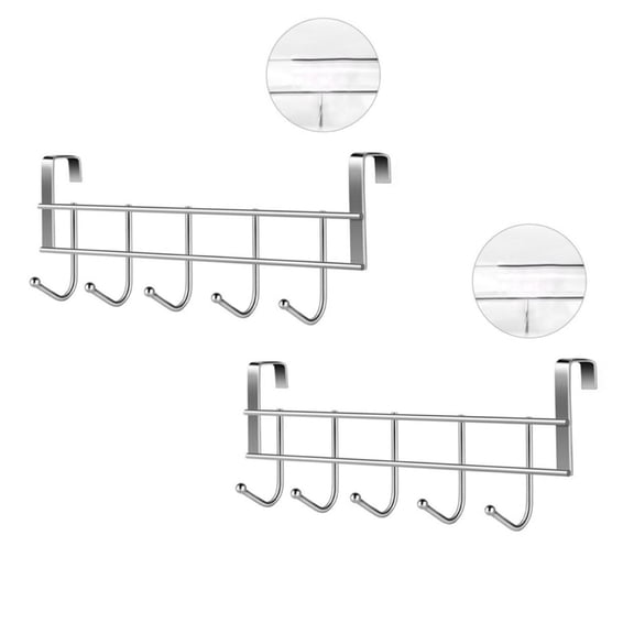 2Pcs Hooks Over The Door Hooks Bathroom Hanger Clothes Towel Storage Holder Silver Hangs