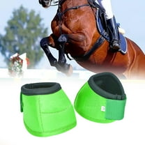 2Pcs Horse Bell Boots Horse Care Boot Anti Shock Oxford Fabric Lightweight Easily Put on and Take Off Hoof Protection for Riding and Turnout Green