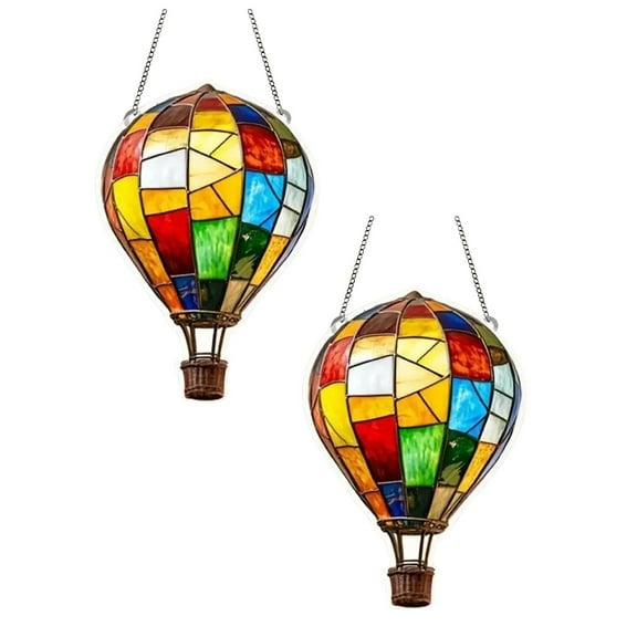 2Pcs Hot Air Balloon Solar With Flickering Flame Light Outdoor Solar Hanging Lights For Garden Yard Farmhouse Patio Decoration Hangs