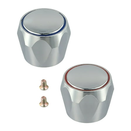 2Pcs Hot Cold Faucet Tap Handle Knob Covers Metal Chrome Plated Copper Faucet Cartridges Valve Replace Bathroom Kitchen Supply
