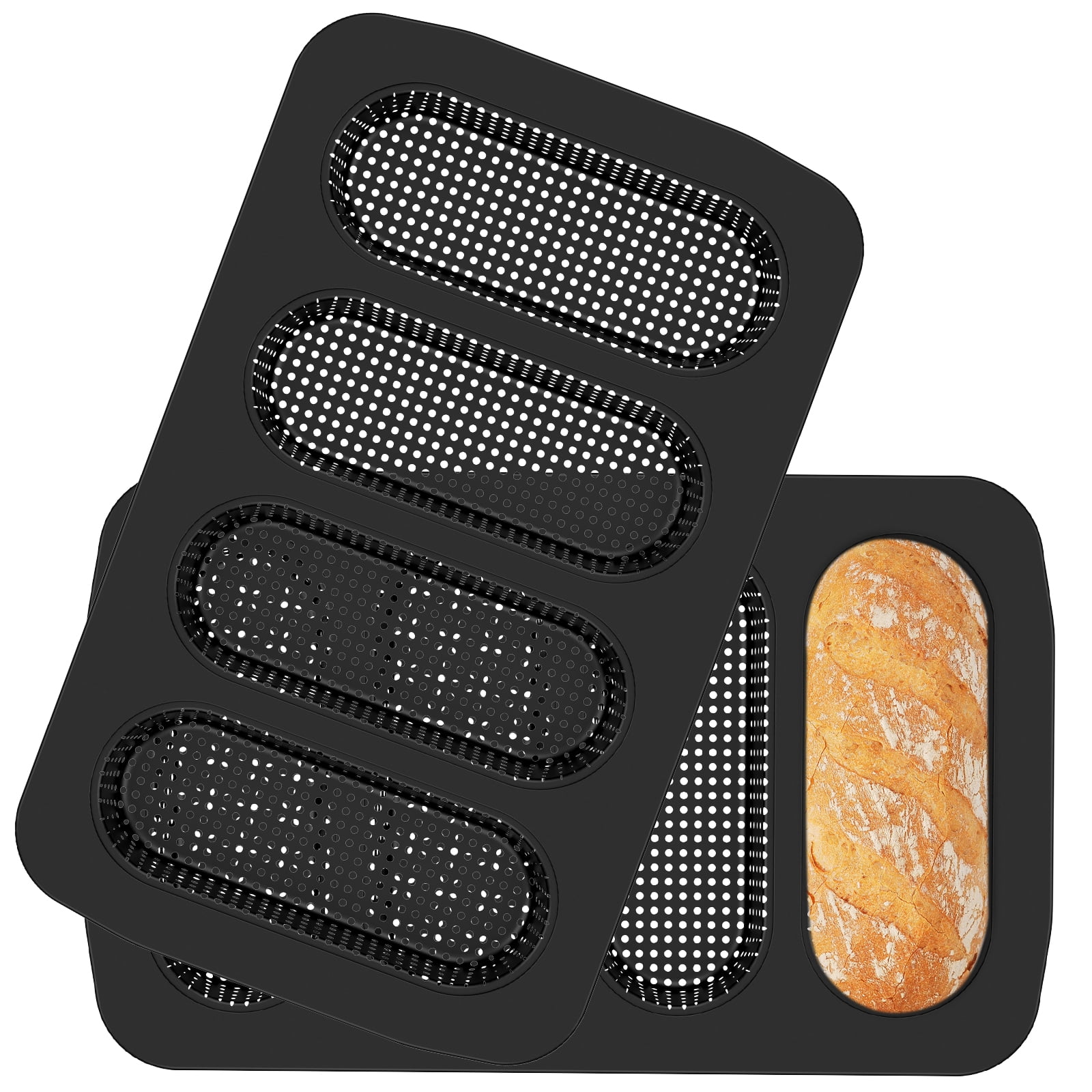 Butory Butory Hot Dog Bun Pan Set 2pcs Carbon Steel Nonstick Reusable ...