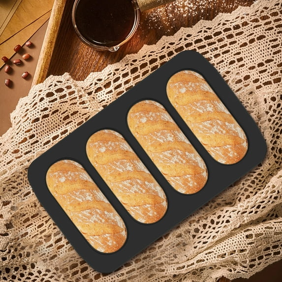 2Pcs Hot Dog Bun Pan Carbon Steel Hotdog Bun Mold Nonstick Hot Dog Baking Mold Evenly Heated Hot Dog Baking Pan Reusable Hot Dog Baking Tray Practical Hot Dog Bread Mold for Baking