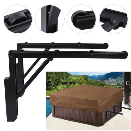 2Pcs Hot Tub Cover Lifter fit For Outdoor Spa Cover Lifter Removal System SPA Hot Tub Cover Lifter Tub Cover Roller Rack For Non-circular Covered Tubs