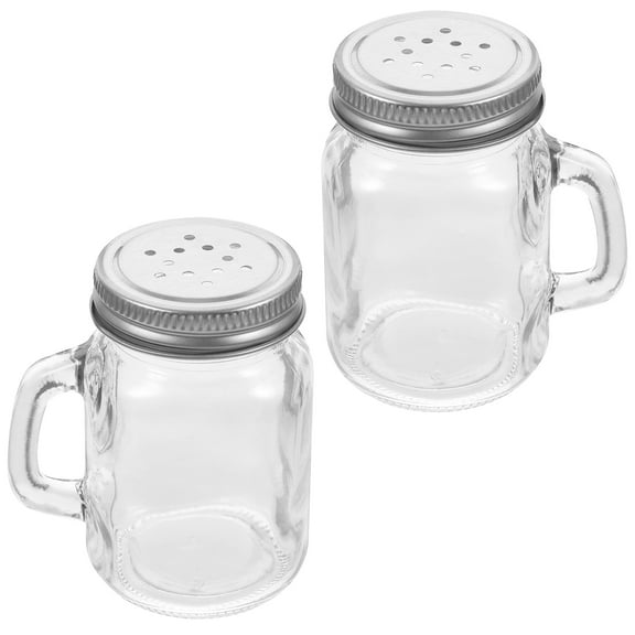 2Pcs Household Seasoning Containers Glass Mason Bottles Spice Jars Salt Pepper Shakers Kitchen Jars