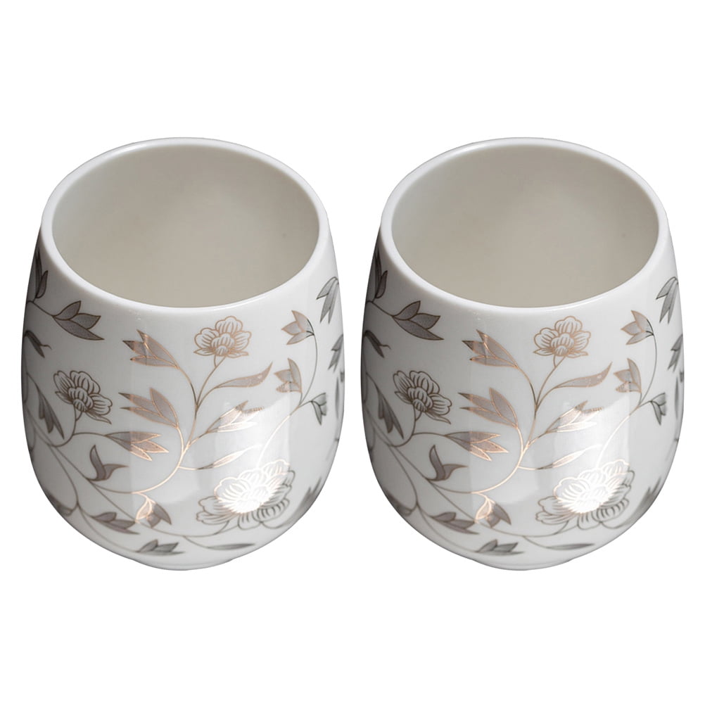 2Pcs Household Tea Cups Exquisite Ceramic Teaware Retro Style Tea Cups