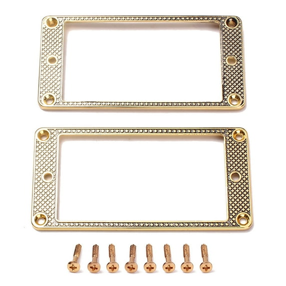 2Pcs Humbucker Pickup Rings Set Zinc Alloy, Gold + Black, Fits Most for Les Paul Guitars