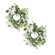 2Pcs Hydrangea Candle Rings Wreaths Floral Candle Ring Candlerings For Pillar Candle Event Party