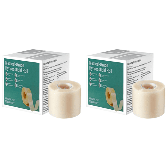 2Pcs Hydrocolloid Roll For Wound Care - Cut-To-Size,Hydrocolloid Roll,Extra Large Hydrocolloid Patch Bandages With Self-Adhesive, Ultra Absorbent, Flexible & Waterproof, First Aid Kit Essential