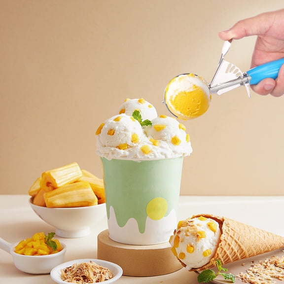 2Pcs Ice Cream Scoop Stainless Steel Cookie Scoops Set Rustproof Cupcake Measuring Scoop Comfortable Grip Portion Scoop Set Easy to Clean Cupcake Scoop for Ice Cream