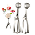 thumbnail image 1 of 2Pcs Ice Cream Spoon Stainless Steel, Melon Baller Scoop, 1.57in Ice Balls Spoon Tool Spring Handle Masher Cookie Scoop Set with Trigger Release, 1 of 7