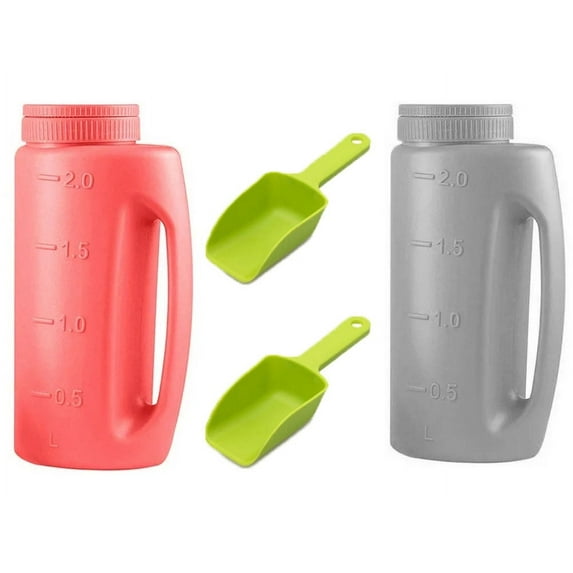2Pcs Ice Melt Salt Spreader Handheld Shaker with 2 Shovel for Lawn Seed, Salt, Ice Melt, Deicer Shaker 2 Liter, Adjustable Hole Size, Handy for Fertilizer Lawn Seed Salt to Deice