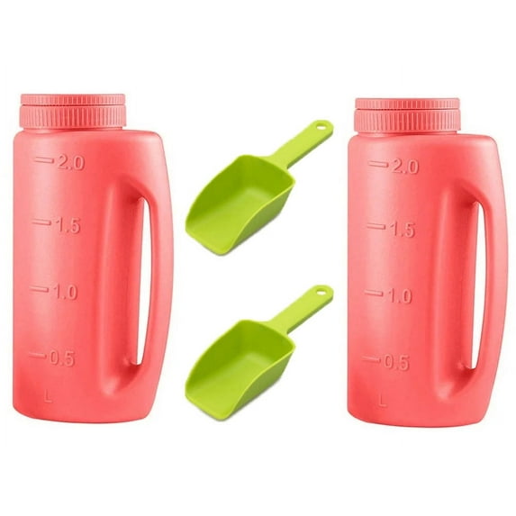 2Pcs Ice Melt Salt Spreader Handheld Shaker with 2 Shovel for Lawn Seed, Salt, Ice Melt, Deicer Shaker 2 Liter, Adjustable Hole Size, Handy for Fertilizer Lawn Seed Salt to Deice