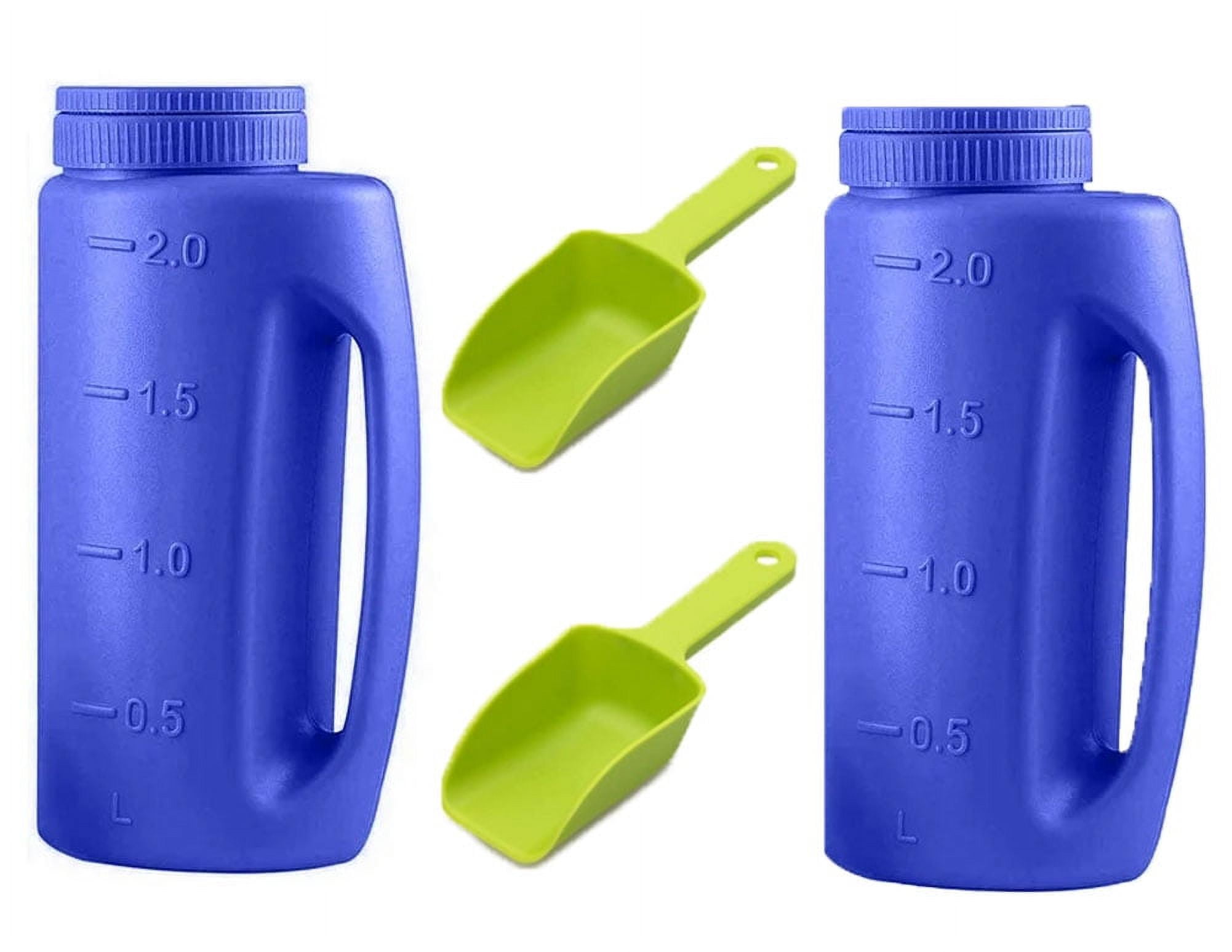 Blue 2-Liter Handheld Seed and Salt Spreader with Adjustable Cap