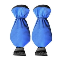 2Pcs Ice Scraper with Glove, Waterproof Car Windshield Ice and Snow Remover with Plush Lining Glove, Warm Auto Winter Ice Snow Scraper Mitt, for Windshields and Windows