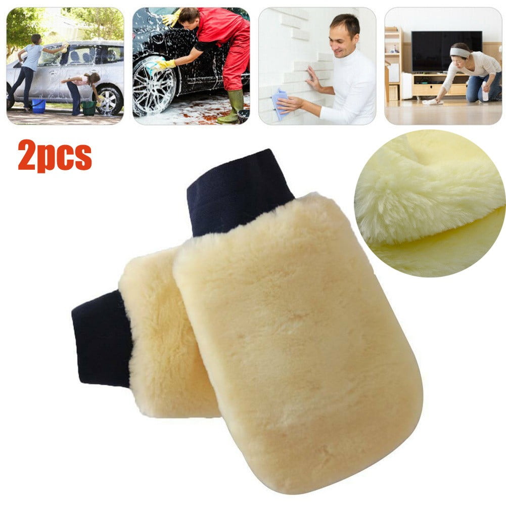 2Pcs Imitation Wool Car Wash Mitt Double Side Car Wash Auto Cleaning Gloves Tool