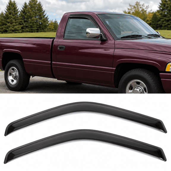 2Pcs In-Channel Window Visors Compatible with 1994-2002 Dodge Ram 1500 2500 3500, Smoke Rain Guards