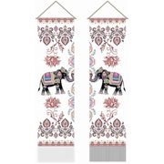 2Pcs India Eleant Tapestry Traditional Jaipur Eleant Vertical Tapestry Wall Hanging Good Luck Tassel Wall Tapestry for the Living Room Wall Art Wall Decor Entry45.7x13 Inch