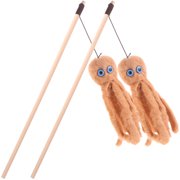 2Pcs Indoor Cat Teasing Wand Interactive Cat Stick Interesting Cat Toy Cat Fishing Pole Toy