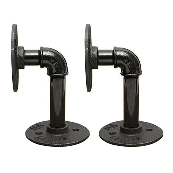 2Pcs Industrial Curtain Rods Wall Partition Pipe Racks Wall Mounted Plumbing Pipe Shelves Iron Storage Brackets