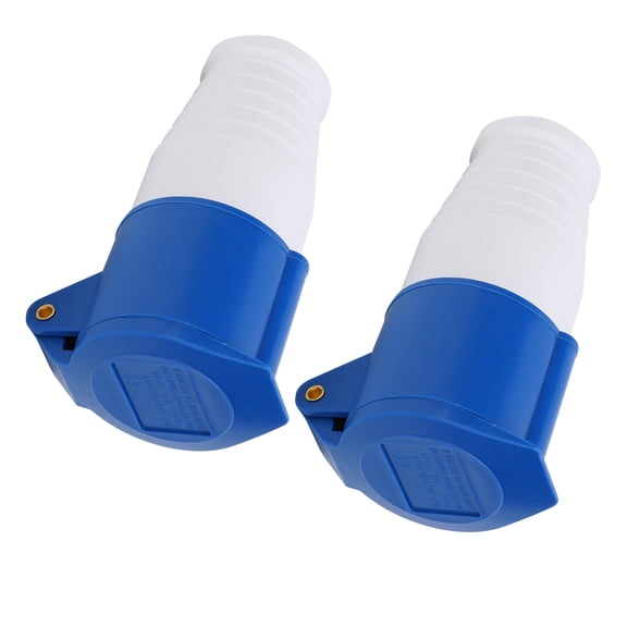 2Pcs Industrial Power Connector 3Pin 1Phase Waterproof 16A 3Hole 2P+E 220-250V / 220V-250V Socket Plugs