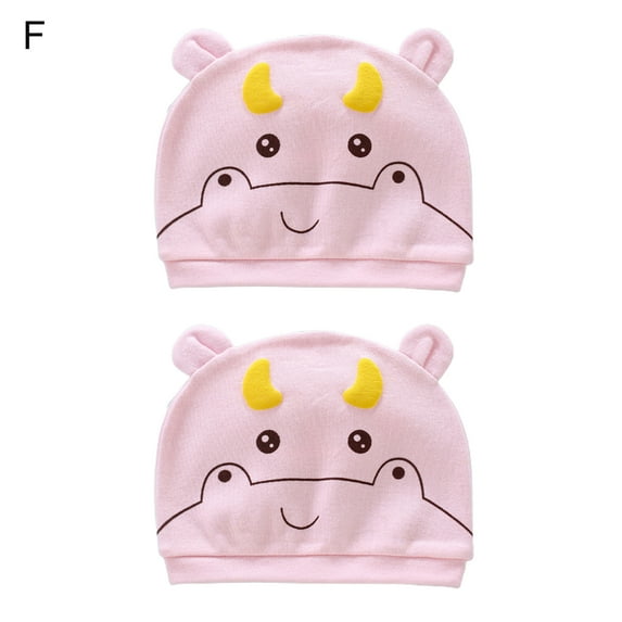 2Pcs Infant Hat Breathable All Matched Cotton Cartoon Comfortable Newborn Beanie Baby Accessories