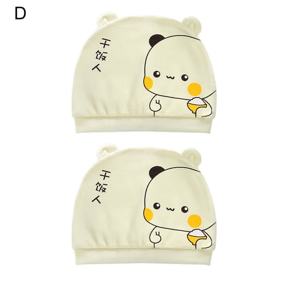 2Pcs Infant Hat Breathable All Matched Cotton Cartoon Comfortable Newborn Beanie Baby Accessories