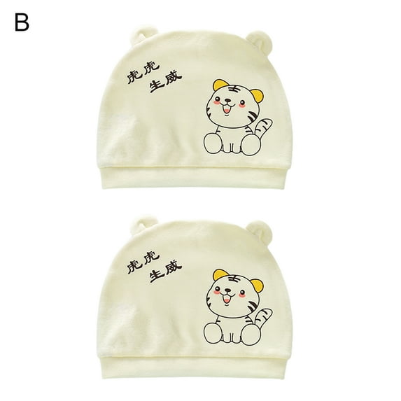 2Pcs Infant Hat Breathable All Matched Cotton Cartoon Comfortable Newborn Beanie Baby Accessories