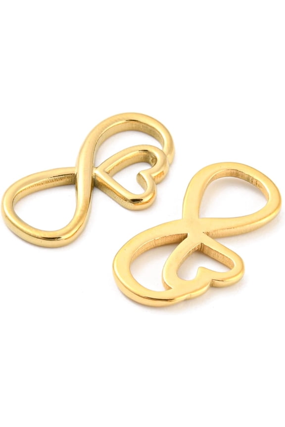 2Pcs Infinity Links with Heart 304 Stainless Steel Connector Charms Real 18K Gold Plated 22x11.5x1.8mm for Bracelet Necklace Crafting Accessories 304 Stainless Steel