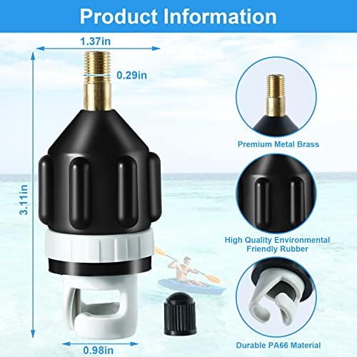 2Pcs Inflatable Boat SUP Pump Adapter, Premium Conventional Air Adapter, Sturdy SUP Air Adapter,Quickly Inflation and Strong Sealing Pump Adapter, for Inflatable Boat, Paddleboard and Kayak