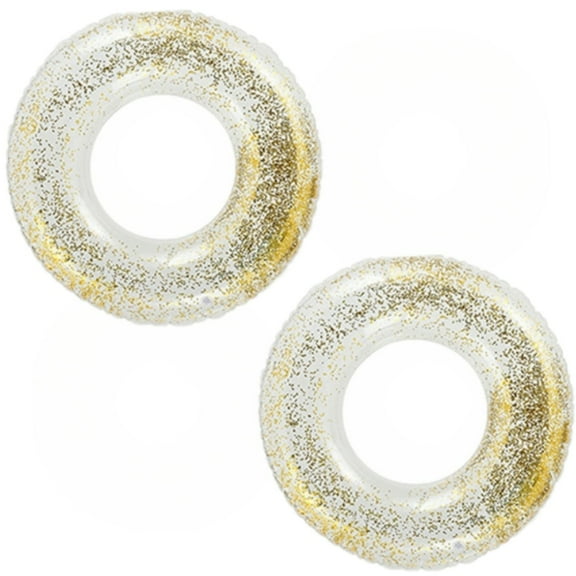 2Pcs Inflatable Pool Flotation Tube Premium Swimming Ring Floating Pool Floating Toys Beach, Party, Vacation (Yellow)