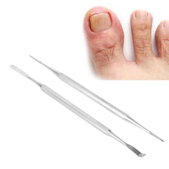 2Pcs Ingrown Toenail Lifter Tool, Ingrown Toenail Tool Kit, Professional Toenail File, Safe Stainless Steel Ingrown Toenail File Lifter Set Pedicure Tool, Nail Cleaner Tools, Silver