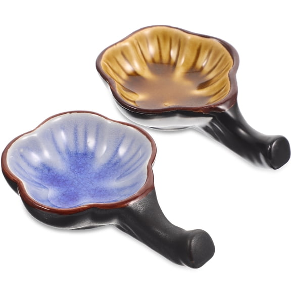 Supvox 2Pcs Assorted Color Ceramic Ink Well Brush Pen Holder for Home Use