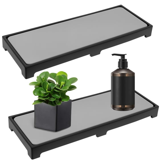 2Pcs Instant Dry Sink Organizer Robust Sink Stone Tray Absorbent Instant Dry Sink Caddy Fast Drying Stone Sink Organizer Anti Slip Sink Drying Stone Rack for Bathroom Bar Home