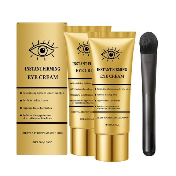 2Pcs Instant Firming Face Tightener, Temporary No-Filter Firming Primer, Temporary Under Eye Tightener Cream with Brush, Instant Firming Lotion for Puffiness, Fine Lines & Wrinkles, 1.69 Fl Oz