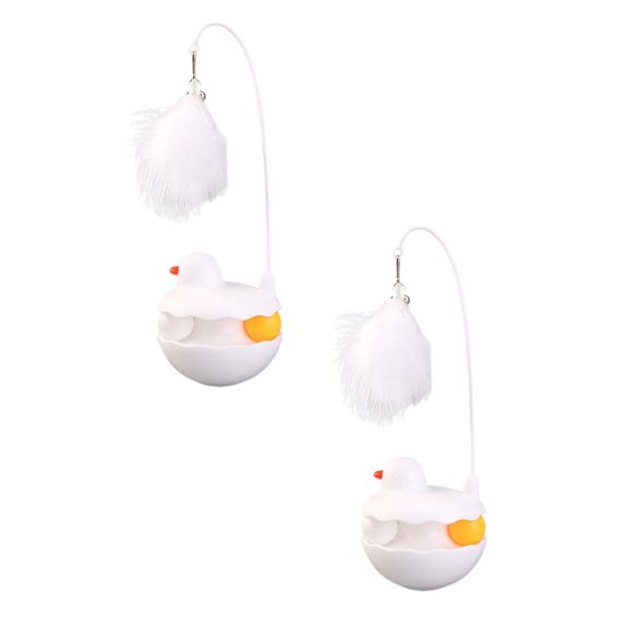 2Pcs Interactive Cat Teaser with and Wobbly Base for Playful and Adult Cats Inverted Cat Toy - Feather Cat Stimulation Stick Happy 2026!
