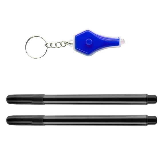 2Pcs Invisible Inks Pen with LED Keychain Flashlight for Secret Note Birthday Christmas Stocking Fillers