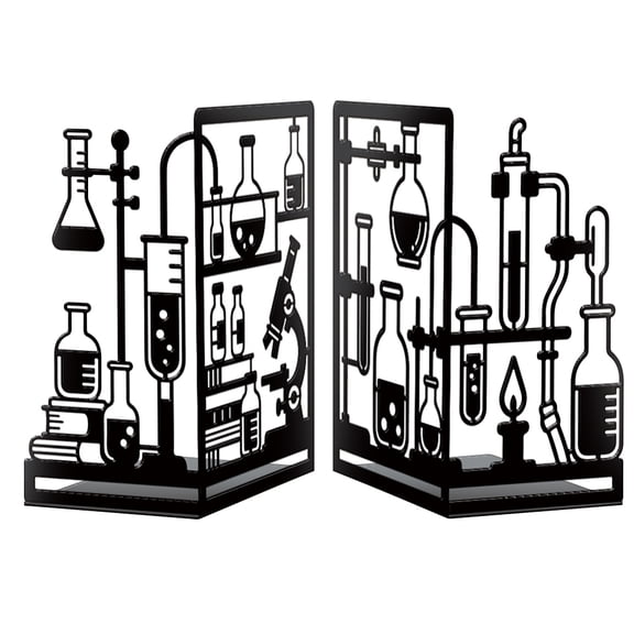 2Pcs Iron Book Holder Stand Bookends for Notebooks Picture and Albums Display Black Chemistry 140x110x210mm DIY