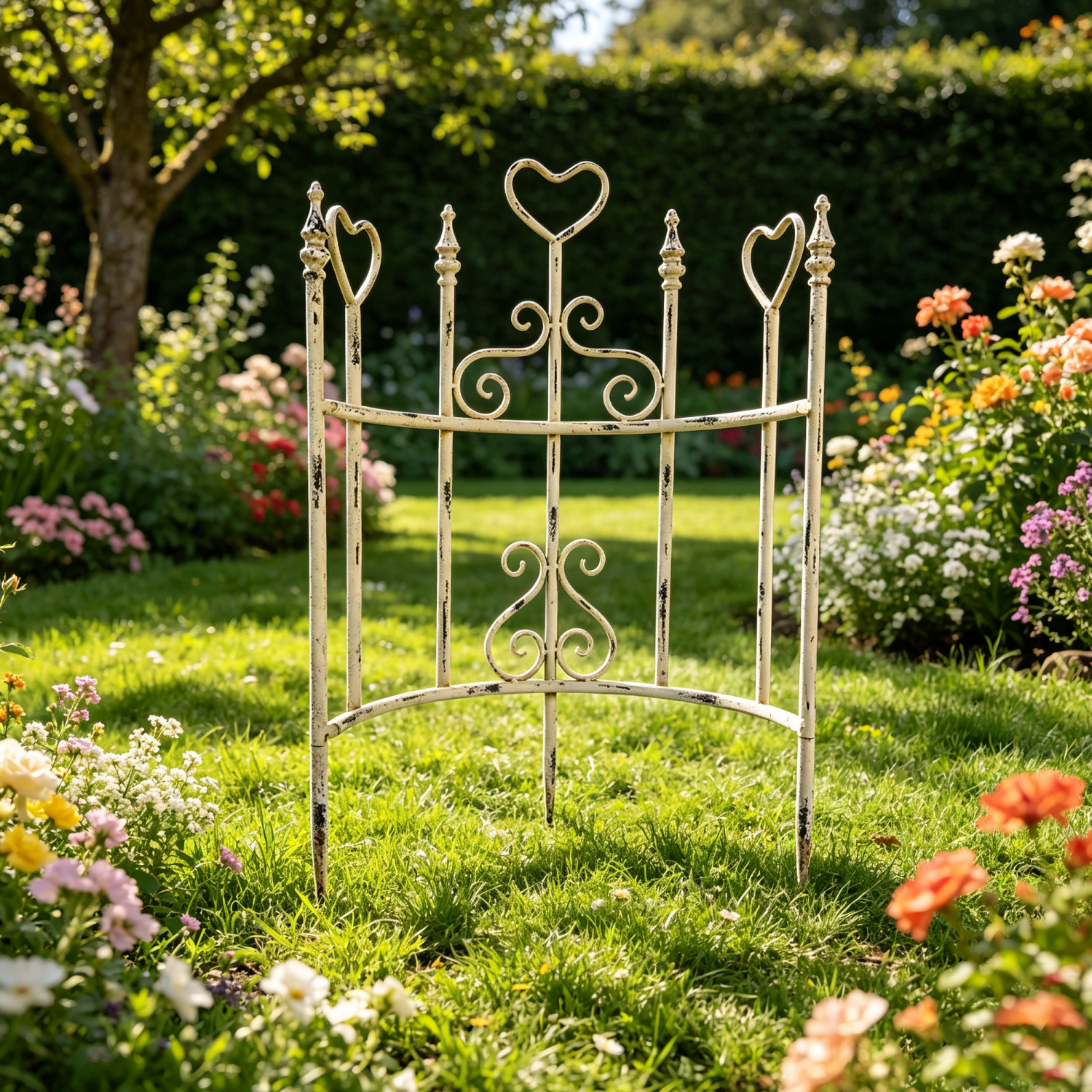 2Pcs Iron Garden Fence, Decorative Fence Pannels, Outdoor Yard Landscape Pathway Border Panels Anti Animal Flowers Plants Barrier Climbing Trellis, 29.25"*17.51"